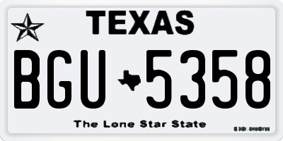 TX license plate BGU5358