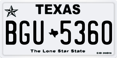 TX license plate BGU5360
