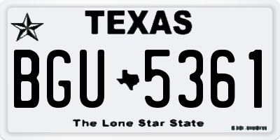 TX license plate BGU5361
