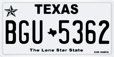 TX license plate BGU5362