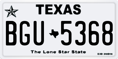 TX license plate BGU5368