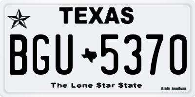 TX license plate BGU5370