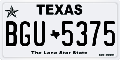 TX license plate BGU5375