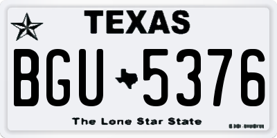 TX license plate BGU5376