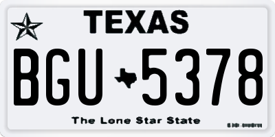 TX license plate BGU5378