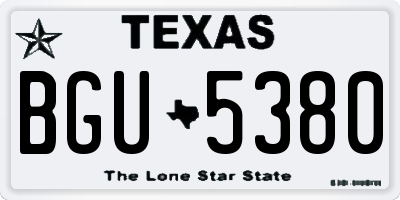TX license plate BGU5380