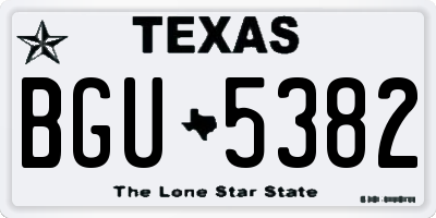 TX license plate BGU5382
