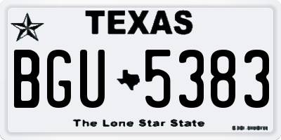 TX license plate BGU5383