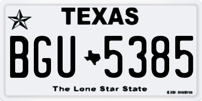 TX license plate BGU5385