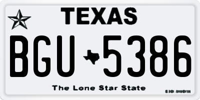 TX license plate BGU5386