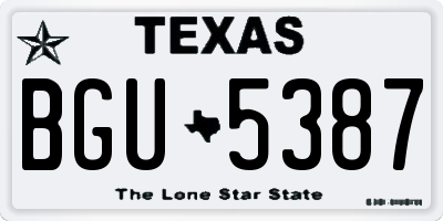 TX license plate BGU5387