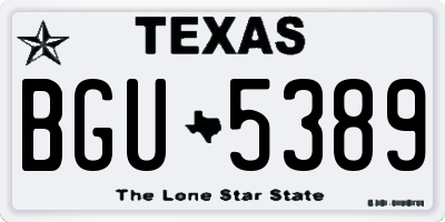 TX license plate BGU5389