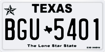 TX license plate BGU5401