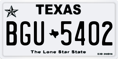 TX license plate BGU5402
