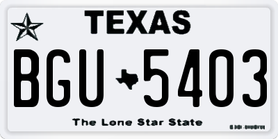 TX license plate BGU5403