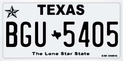 TX license plate BGU5405