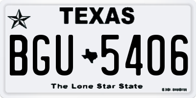TX license plate BGU5406