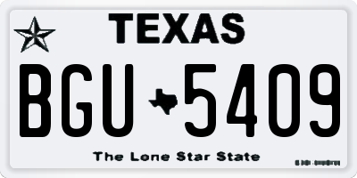 TX license plate BGU5409