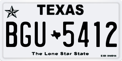 TX license plate BGU5412