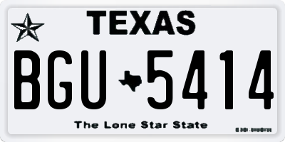 TX license plate BGU5414