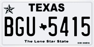 TX license plate BGU5415