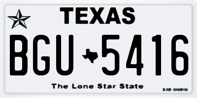 TX license plate BGU5416