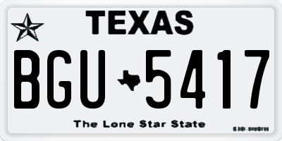 TX license plate BGU5417
