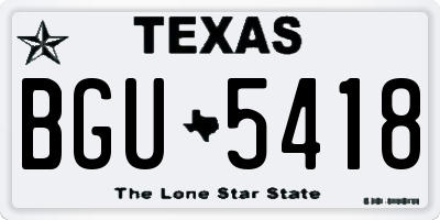 TX license plate BGU5418