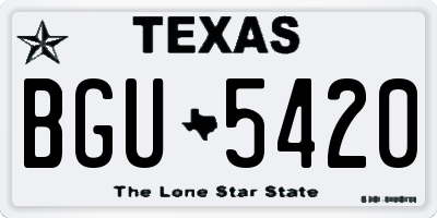 TX license plate BGU5420