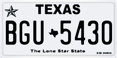 TX license plate BGU5430