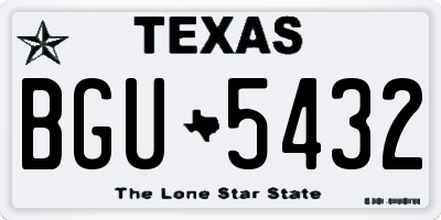 TX license plate BGU5432