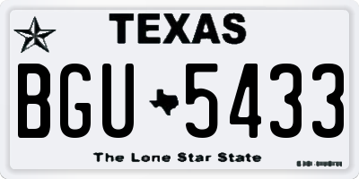 TX license plate BGU5433