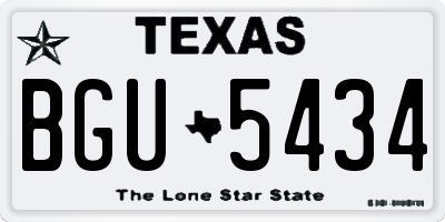 TX license plate BGU5434
