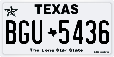 TX license plate BGU5436