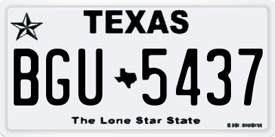 TX license plate BGU5437