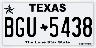 TX license plate BGU5438