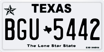 TX license plate BGU5442