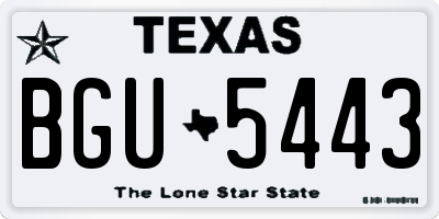TX license plate BGU5443