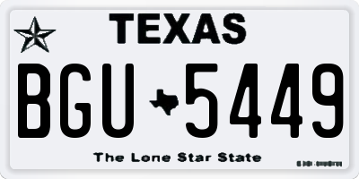 TX license plate BGU5449