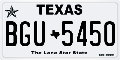 TX license plate BGU5450