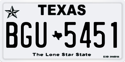 TX license plate BGU5451