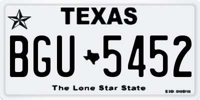 TX license plate BGU5452