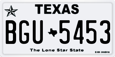 TX license plate BGU5453