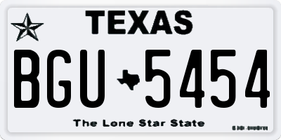 TX license plate BGU5454