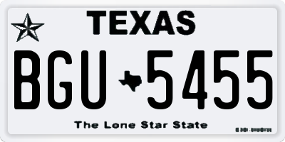 TX license plate BGU5455