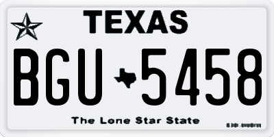 TX license plate BGU5458