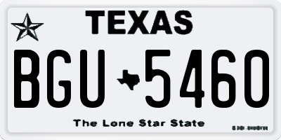 TX license plate BGU5460