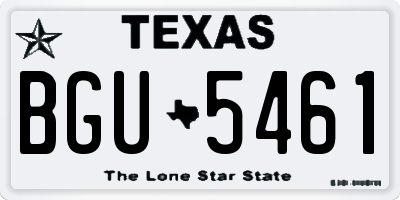TX license plate BGU5461