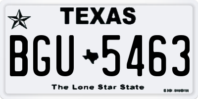 TX license plate BGU5463