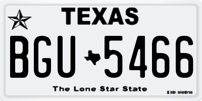 TX license plate BGU5466